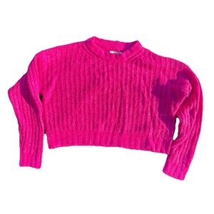 American Eagle Hot Pink Chunky Knit Sweater Size‎ XS Barbie Pink